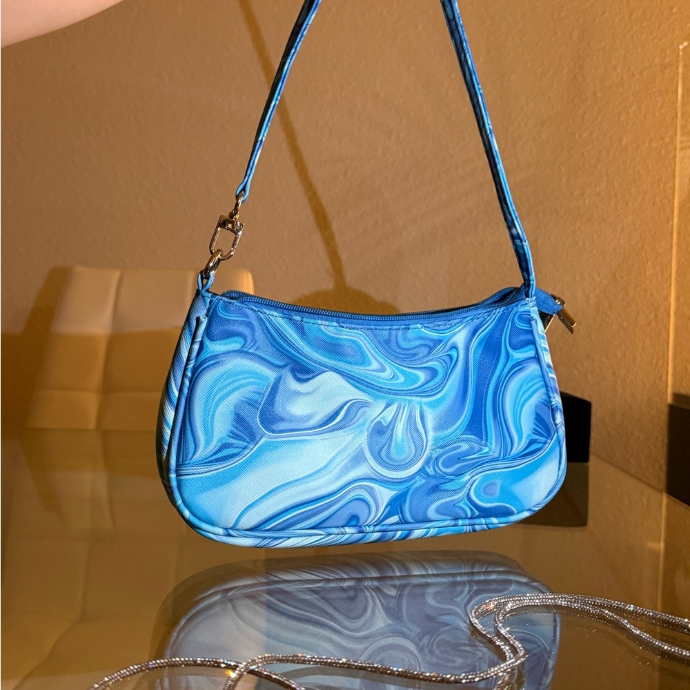 Blue Marble Swirl Pattern Women's Bag/ Purse